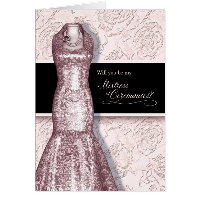 Mistress of Ceremonies Wedding Request Blush Pink Cards (Front)