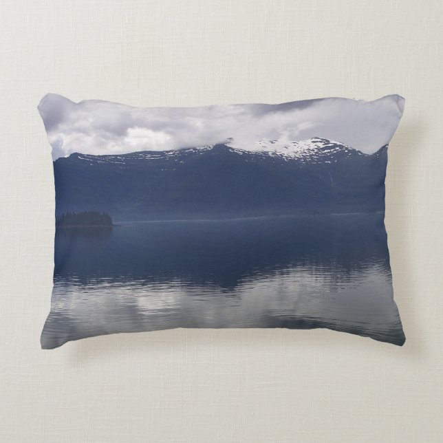 Misty Alaskan Sea in Shades of Blue Accent Pillow (Front)