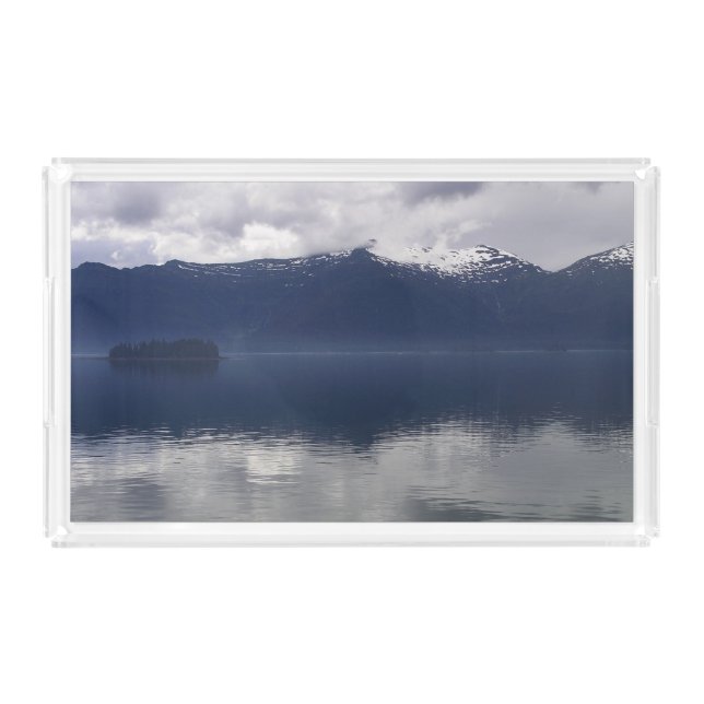 Misty Alaskan Sea in Shades of Blue Acrylic Tray (Front)