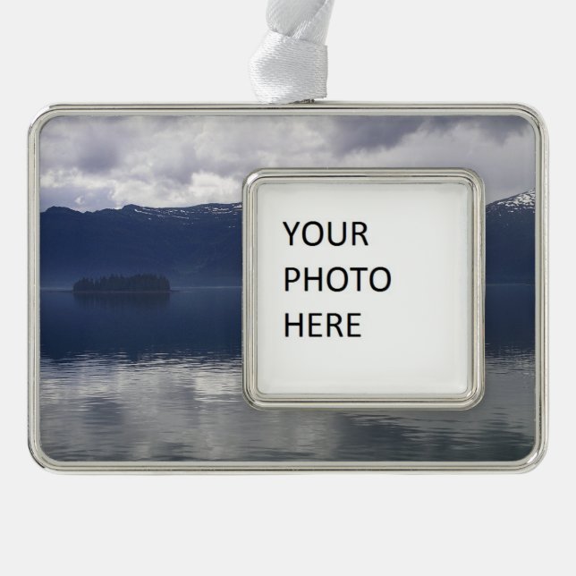 Misty Alaskan Sea in Shades of Blue Christmas Ornament (Front)
