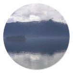 Misty Alaskan Sea in Shades of Blue Classic Round Sticker