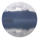 Misty Alaskan Sea in Shades of Blue Classic Round Sticker