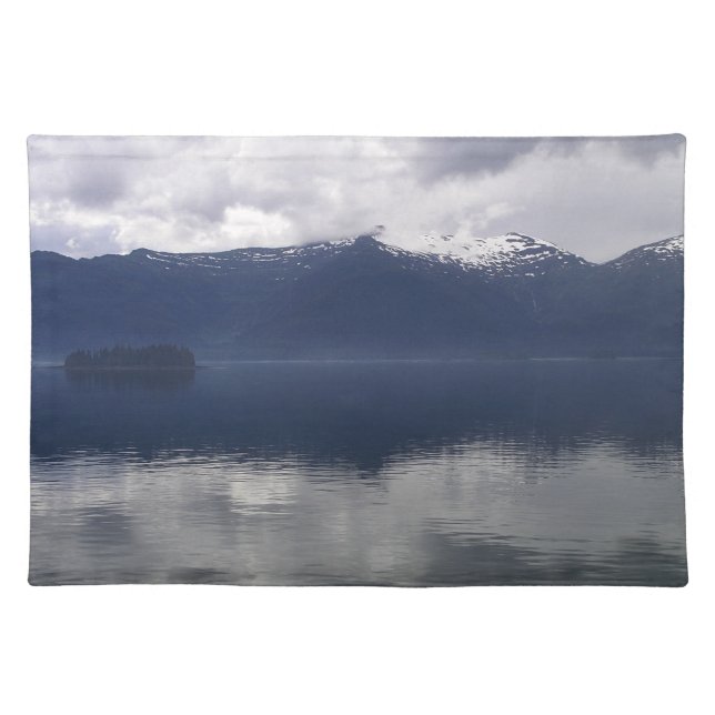 Misty Alaskan Sea in Shades of Blue Cloth Placemat (Front)