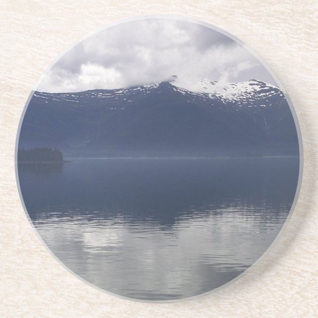 Misty Alaskan Sea in Shades of Blue Coaster (Front)