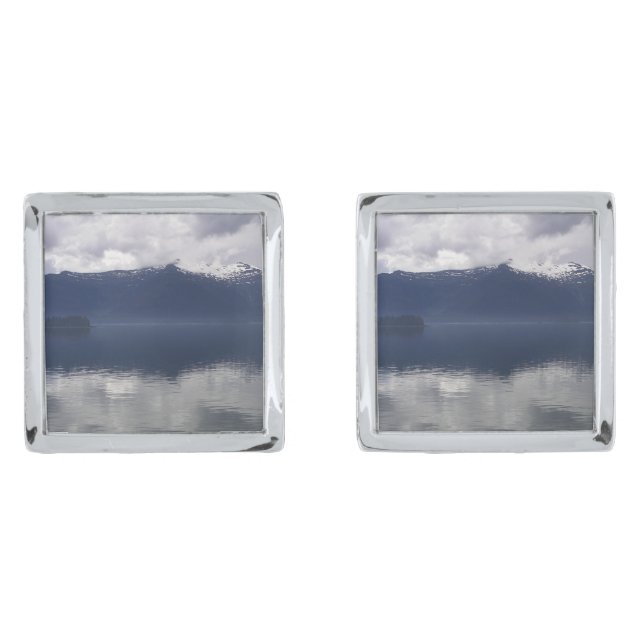 Misty Alaskan Sea in Shades of Blue Cufflinks (Front)