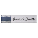 Misty Alaskan Sea in Shades of Blue Desk Name Plate