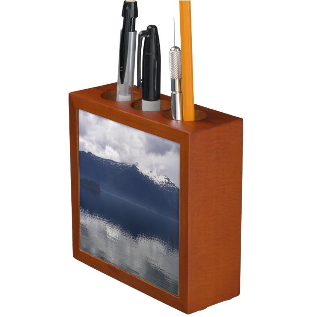 Misty Alaskan Sea in Shades of Blue Desk Organizer (In Situ)