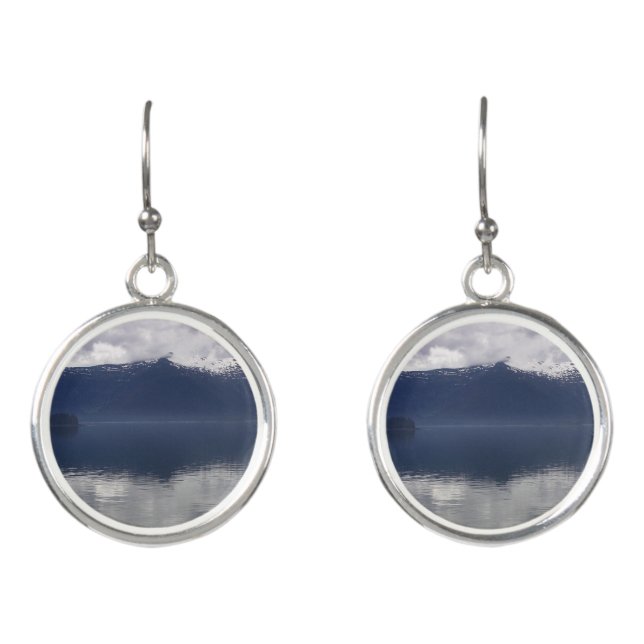 Misty Alaskan Sea in Shades of Blue Earrings (Front)