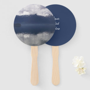 Misty Alaskan Sea in Shades of Blue Hand Fan