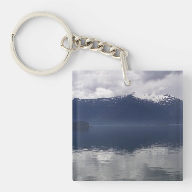Misty Alaskan Sea in Shades of Blue Keychain (Front)