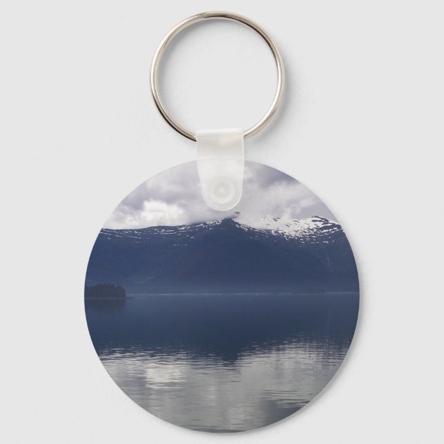 Misty Alaskan Sea in Shades of Blue Keychain (Front)