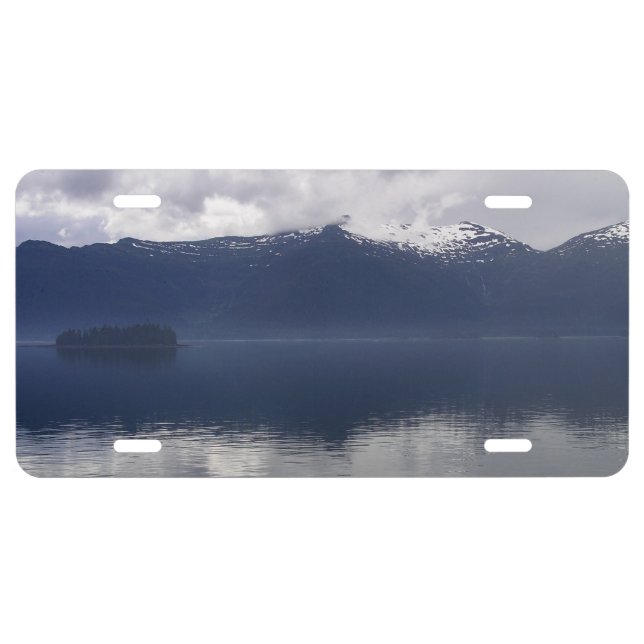 Misty Alaskan Sea in Shades of Blue License Plate (Front)