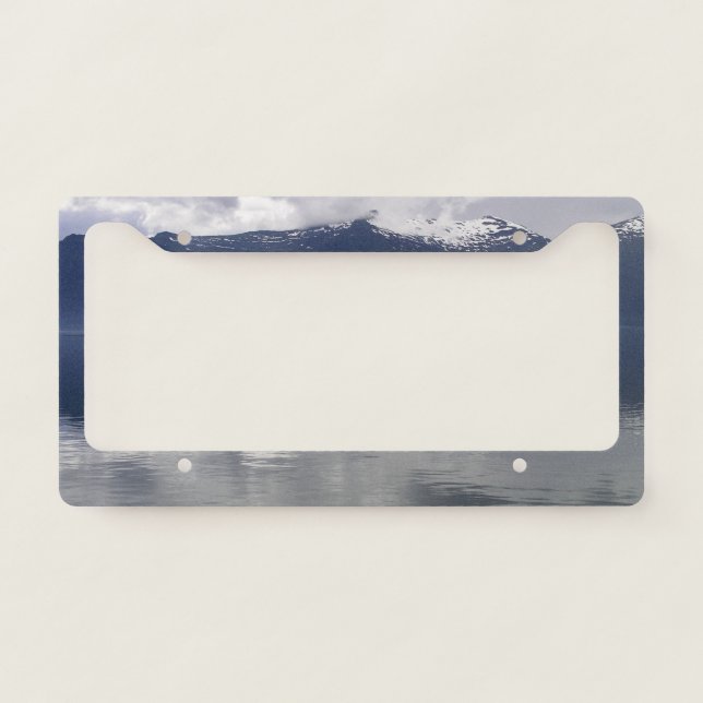 Misty Alaskan Sea in Shades of Blue License Plate Frame (Front)