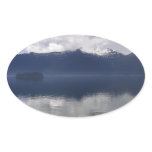 Misty Alaskan Sea in Shades of Blue Oval Sticker
