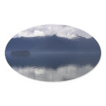 Misty Alaskan Sea in Shades of Blue Oval Sticker
