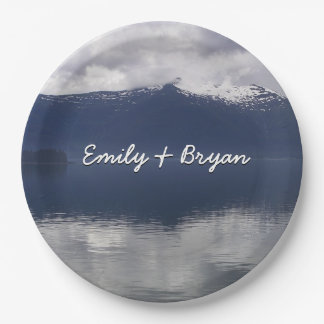 Misty Alaskan Sea in Shades of Blue Paper Plates