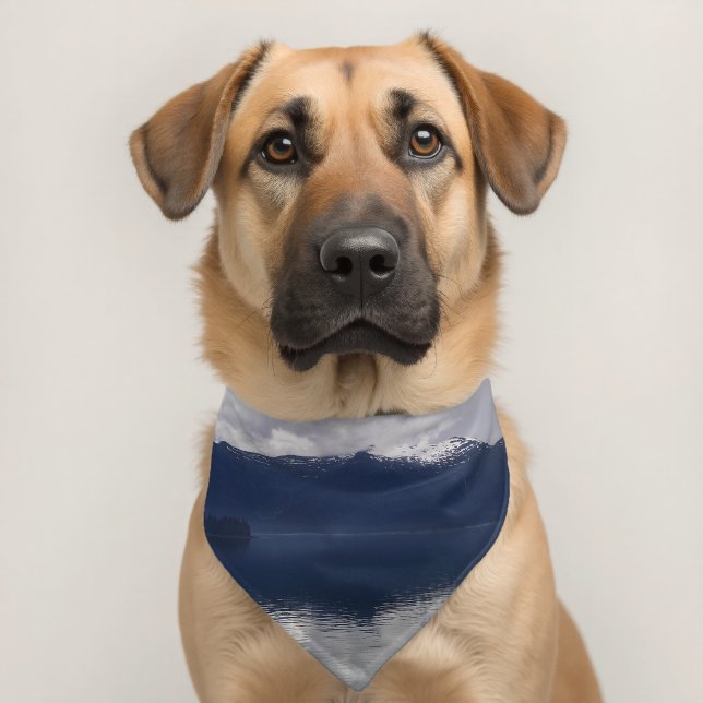 Misty Alaskan Sea in Shades of Blue Pet Bandana Collar (Dog 2)