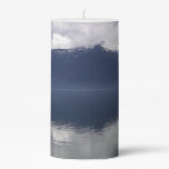 Misty Alaskan Sea in Shades of Blue Pillar Candle