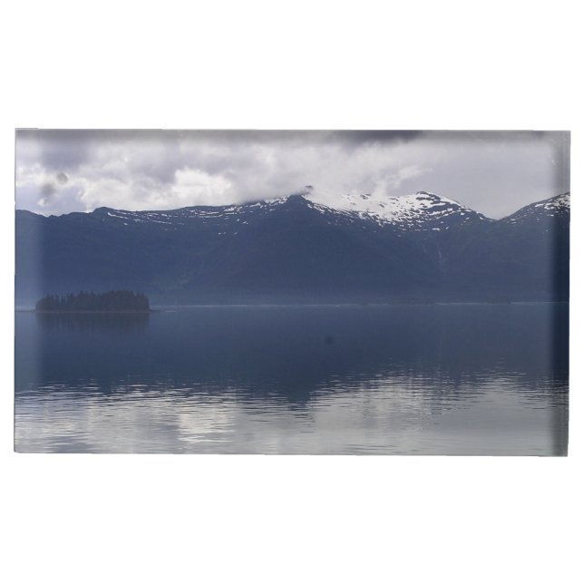 Misty Alaskan Sea in Shades of Blue Place Card Holder (Front)