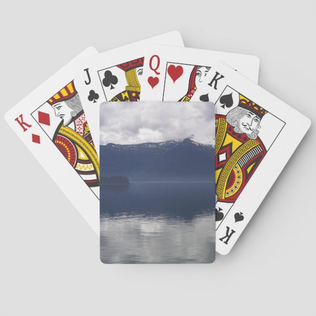 Misty Alaskan Sea in Shades of Blue Poker Cards (Back)