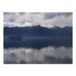 Misty Alaskan Sea in Shades of Blue Poster