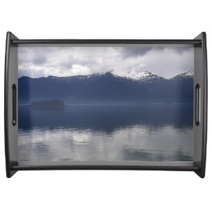 Misty Alaskan Sea in Shades of Blue Serving Tray