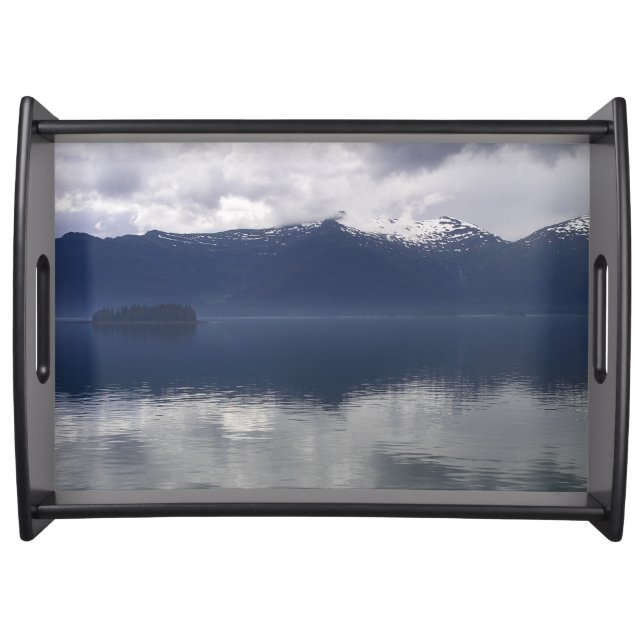 Misty Alaskan Sea in Shades of Blue Serving Tray (Front)