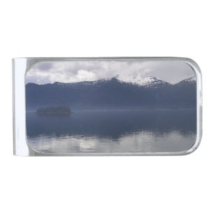 Misty Alaskan Sea in Shades of Blue Silver Finish Money Clip
