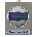 Misty Alaskan Sea in Shades of Blue Silver Plated Banner Ornament