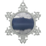 Misty Alaskan Sea in Shades of Blue Snowflake Pewter Christmas Ornament
