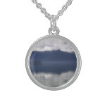 Misty Alaskan Sea in Shades of Blue Sterling Silver Necklace