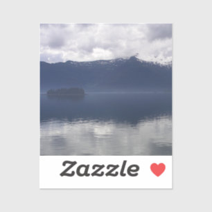 Misty Alaskan Sea in Shades of Blue Sticker