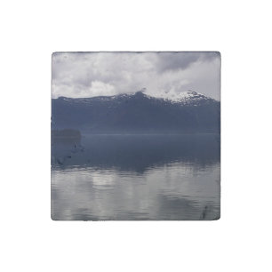 Misty Alaskan Sea in Shades of Blue Stone Magnet