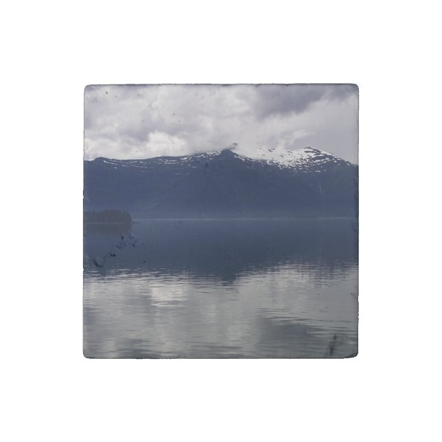 Misty Alaskan Sea in Shades of Blue Stone Magnet (Front)