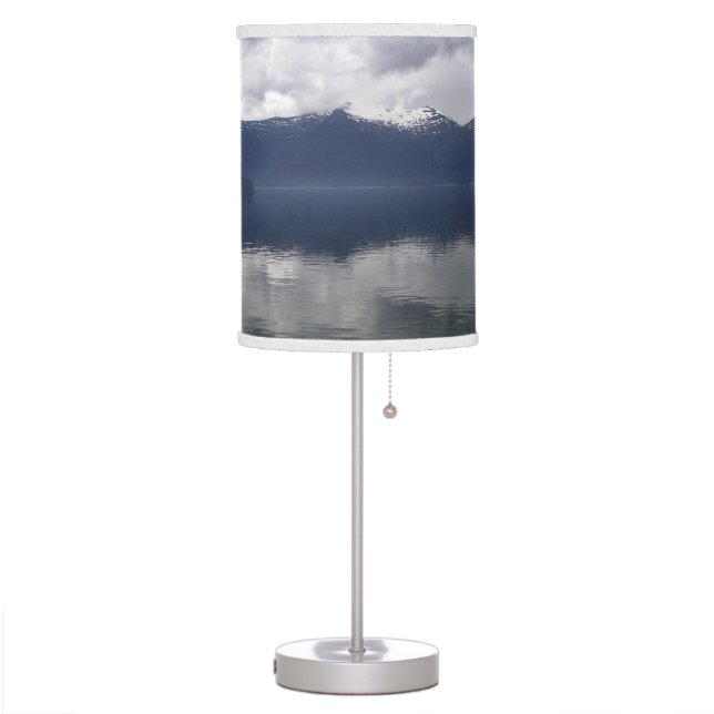 Misty Alaskan Sea in Shades of Blue Table Lamp (Left)