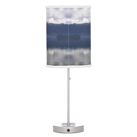 Misty Alaskan Sea in Shades of Blue Table Lamp (Back)