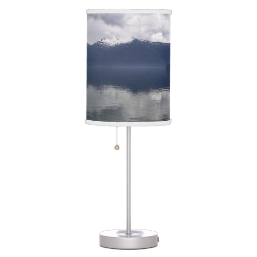 Misty Alaskan Sea in Shades of Blue Table Lamp (Right)