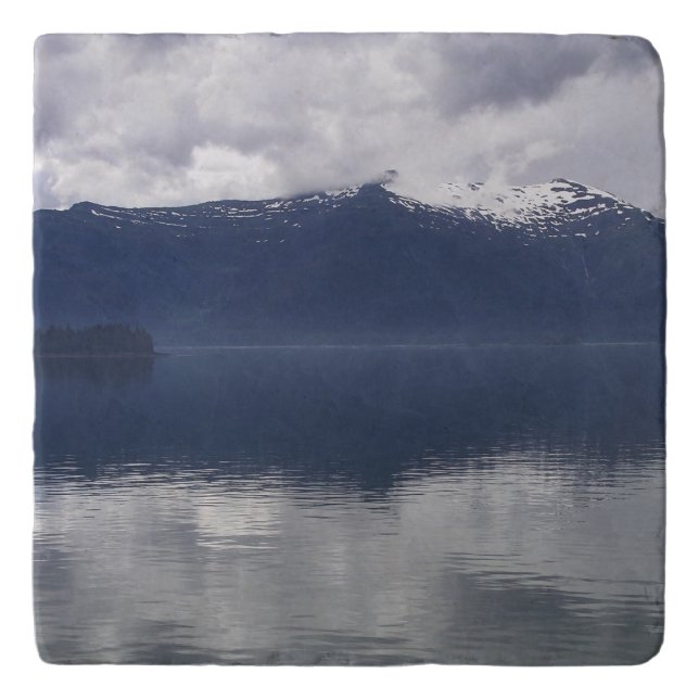 Misty Alaskan Sea in Shades of Blue Trivet (Front)