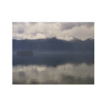 Misty Alaskan Sea in Shades of Blue Wood Poster