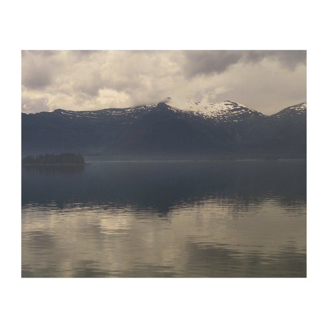 Misty Alaskan Sea in Shades of Blue Wood Wall Art (Front)