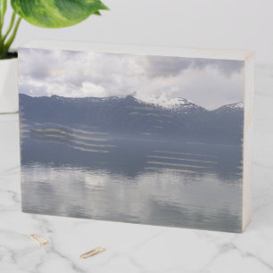 Misty Alaskan Sea in Shades of Blue Wooden Box Sign