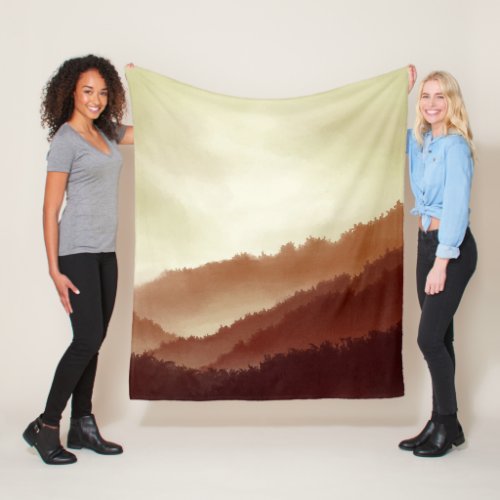 Misty Autumn Forested Mountains Fleece Blanket