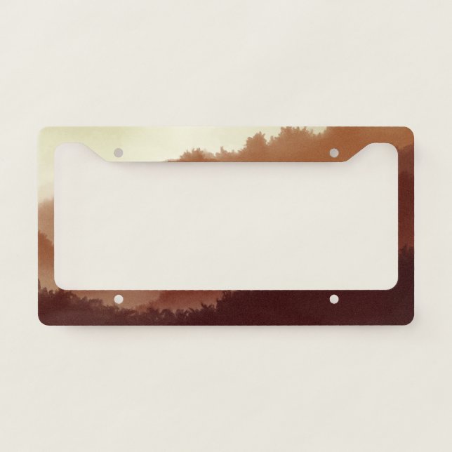 Misty Autumn Forested Mountains License Plate Frame (Front)