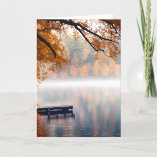 Misty Autumn Lake Sympathy Card