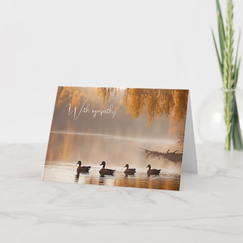 Misty Autumn Lake With Ducks Sympathy Card