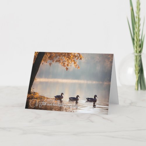 Misty Autumn Lake With Ducks Sympathy Card