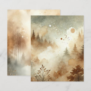 Misty Autumnal Watercolor Forest Scrapbook Paper