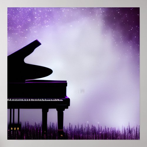 Misty Background Grand Piano Poster
