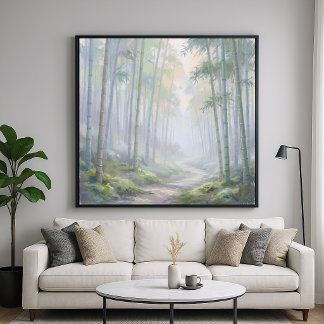 Misty Bamboo Forest - Impressionist Painting Style Poster