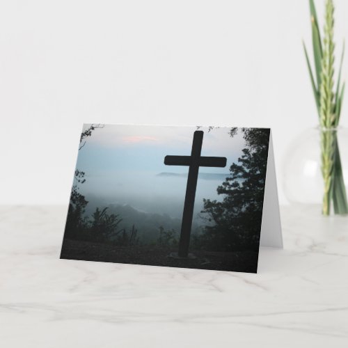 Misty Bay Cross Easter Holiday Card